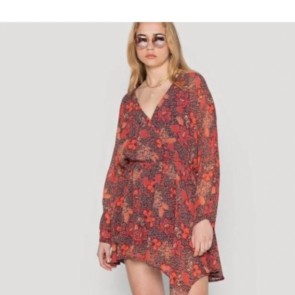 Free People Teegan Floral Bohemian Mini Wrap Dress